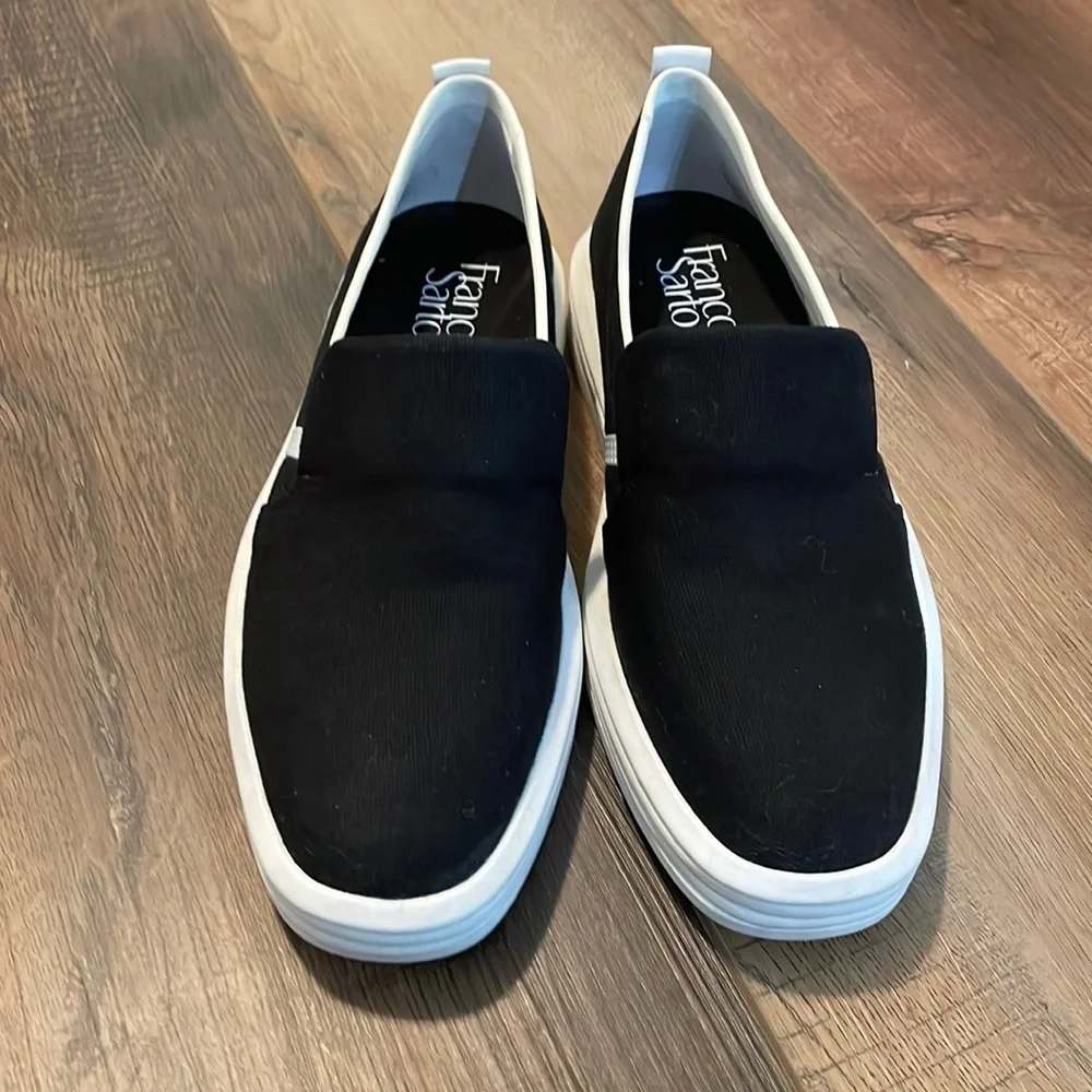 FRANCO SARTO Black‎ Fabric Maldives Almond-Toe Slip-On Sneakers SZ 5